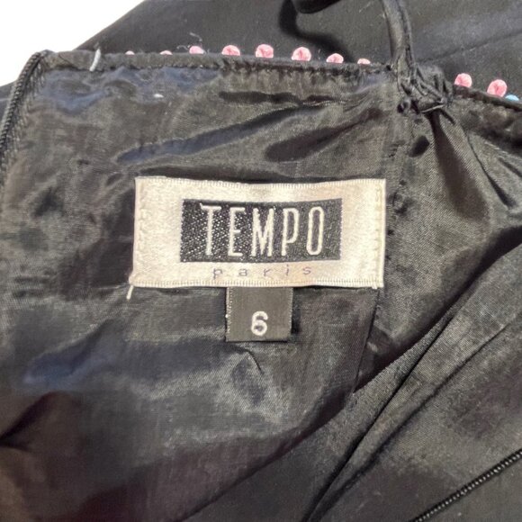 Vintage 80s 90s Tempo Paris Evening Sundress Black Size 6 Ladies USA Made - Picture 6 of 12